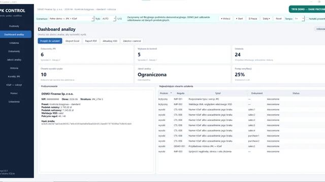 Dashboard — wariant operacyjny